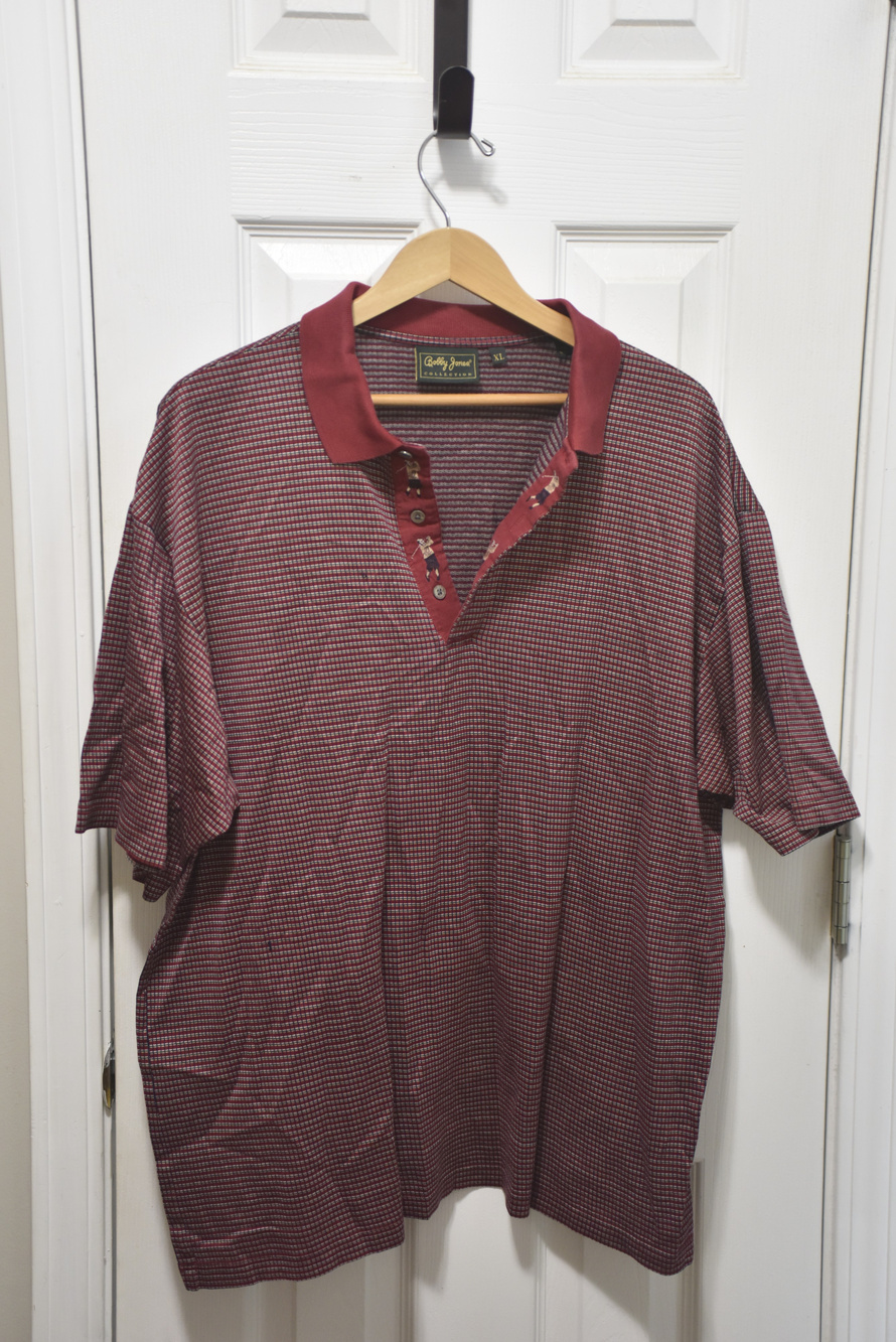 Bobby Jones Collection Polo Shirt Red Striped XL Golf LSC089